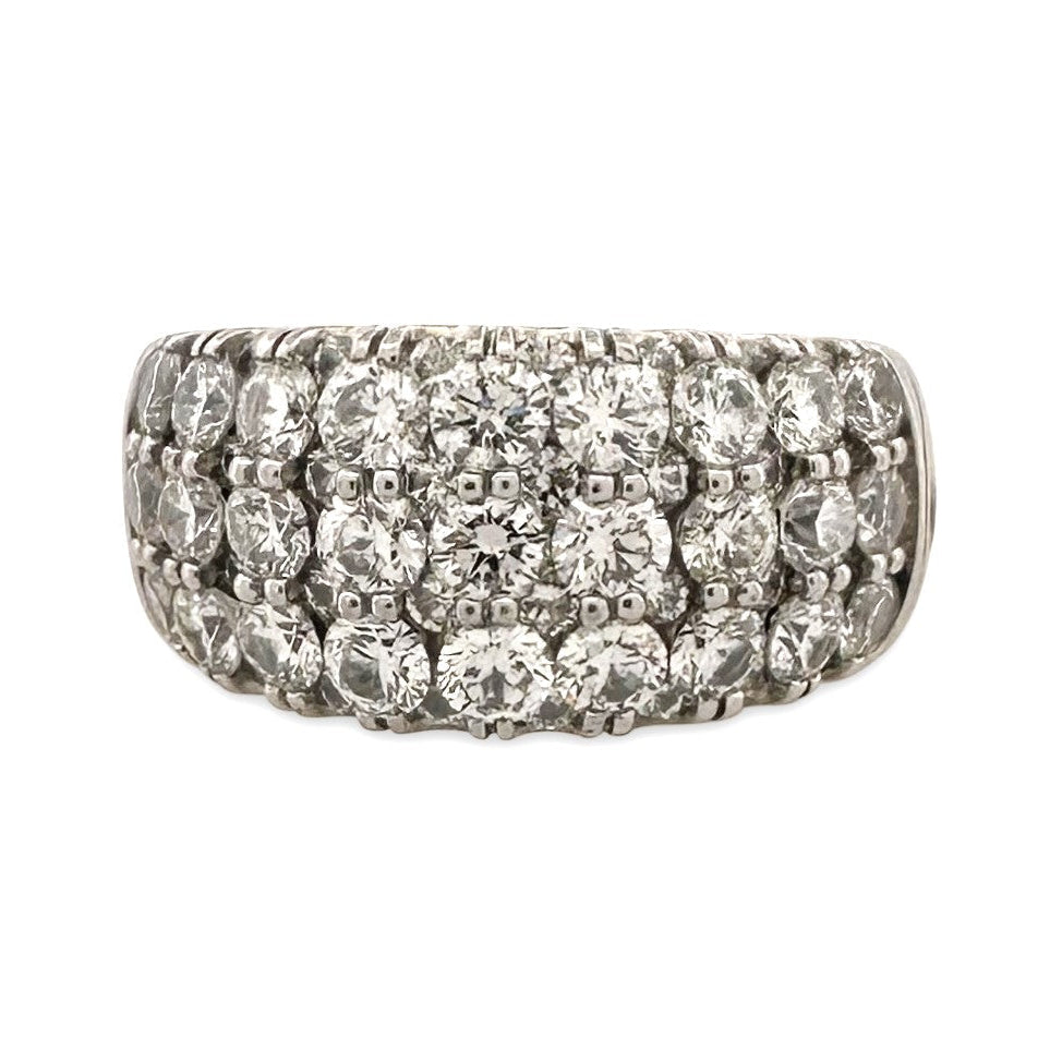 3.35ctw Round Brilliant Natural Diamond 3-Row Band in Platinum