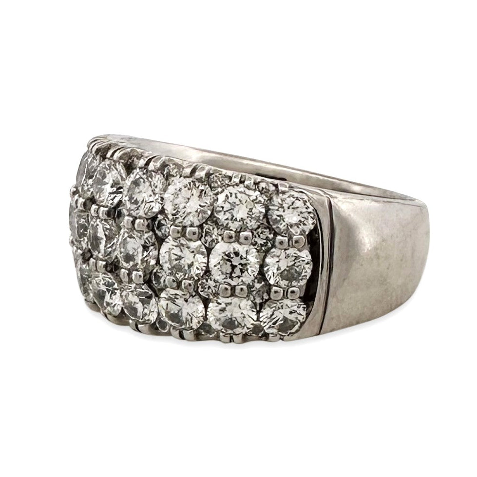 3.35ctw Round Brilliant Natural Diamond 3-Row Band in Platinum