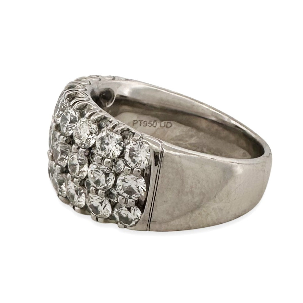3.35ctw Round Brilliant Natural Diamond 3-Row Band in Platinum