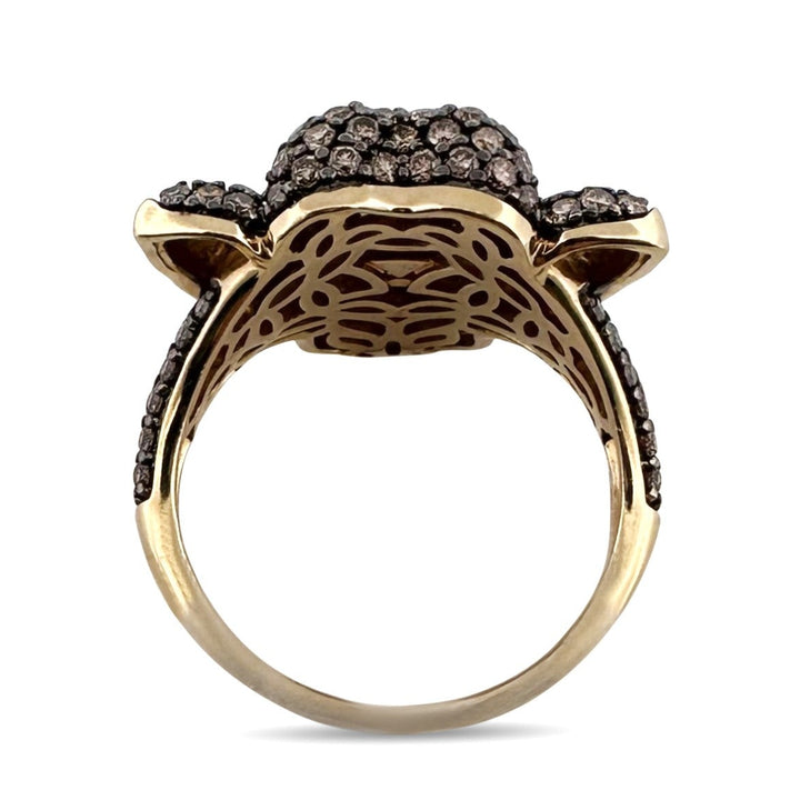 2ctw Chocolate & Nude Diamonds With Ruby Eyes Elephant Cocktail Ring in 14k Yellow Gold by Le Vian