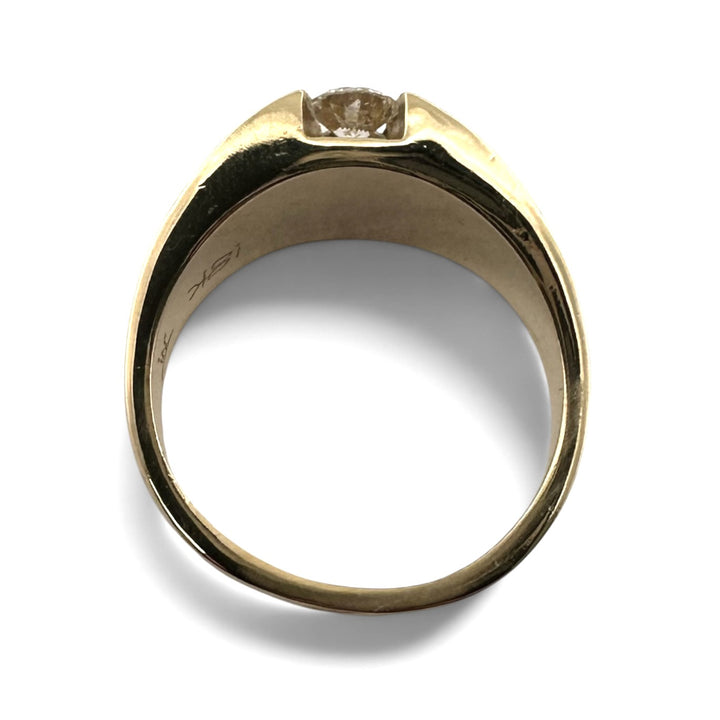 0.60ctw Round Brilliant Natural Diamond and Onyx Inlay Cocktail Ring in 18k Yellow Gold