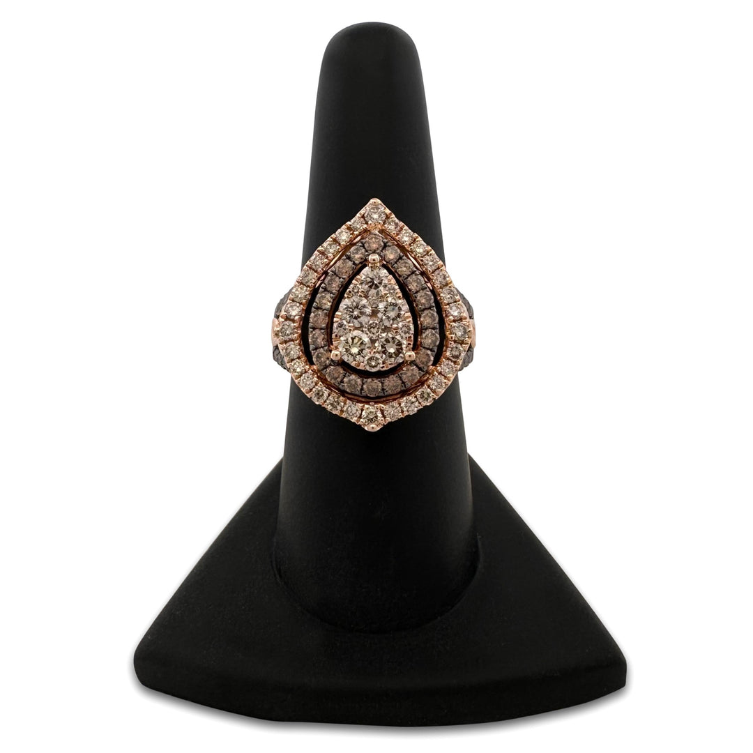 1.65ctw Chocolate & Nude Diamond Teardrop Cocktail Ring in 14k Rose Gold by Le Vian