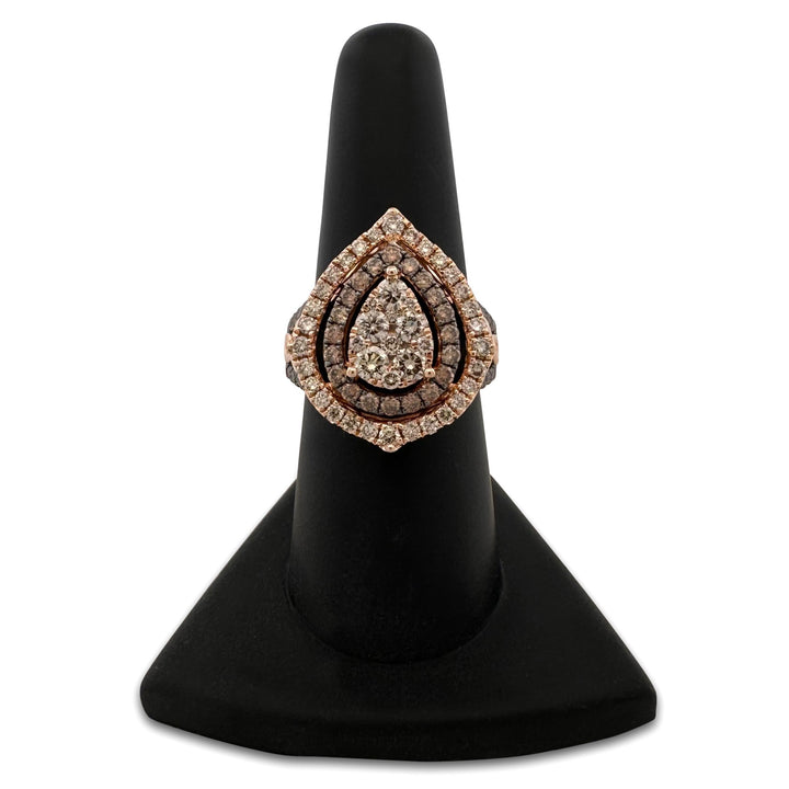 1.65ctw Chocolate & Nude Diamond Teardrop Cocktail Ring in 14k Rose Gold by Le Vian