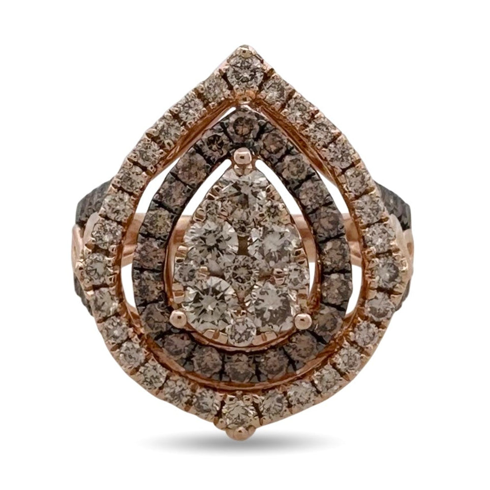1.65ctw Chocolate & Nude Diamond Teardrop Cocktail Ring in 14k Rose Gold by Le Vian
