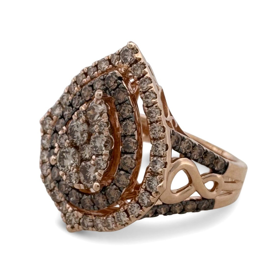 1.65ctw Chocolate & Nude Diamond Teardrop Cocktail Ring in 14k Rose Gold by Le Vian