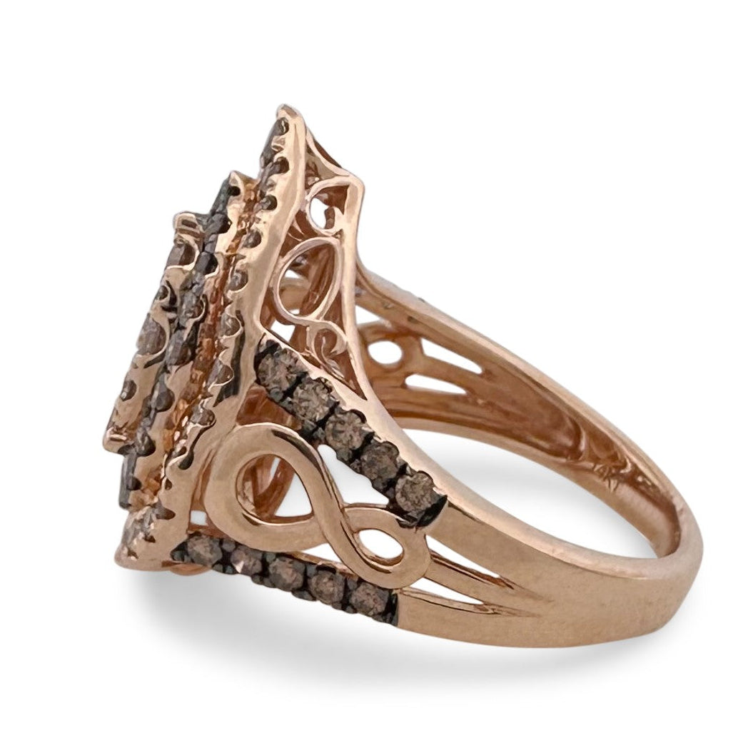 1.65ctw Chocolate & Nude Diamond Teardrop Cocktail Ring in 14k Rose Gold by Le Vian