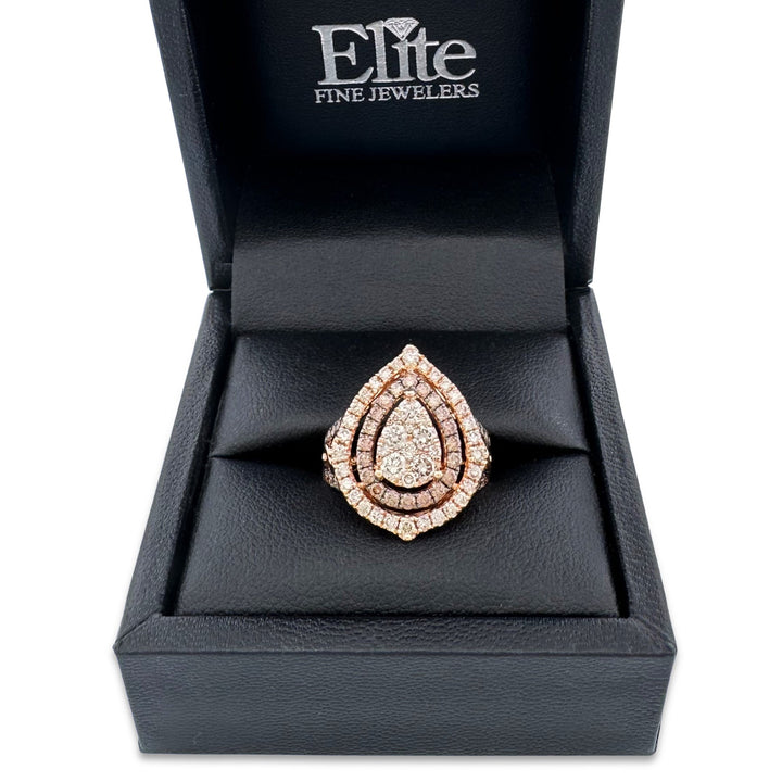 1.65ctw Chocolate & Nude Diamond Teardrop Cocktail Ring in 14k Rose Gold by Le Vian