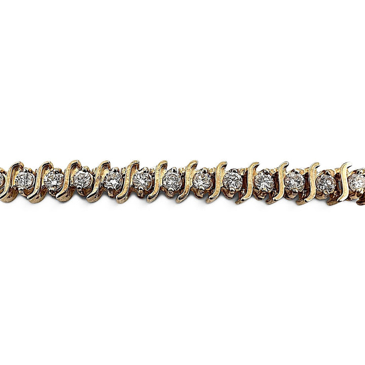 5.50ctw Round Brilliant Natural Diamond S-Link Tennis Bracelet in 14k Yellow Gold