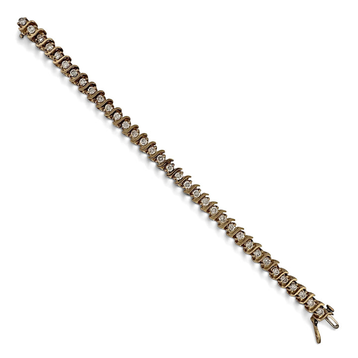 5.50ctw Round Brilliant Natural Diamond S-Link Tennis Bracelet in 14k Yellow Gold