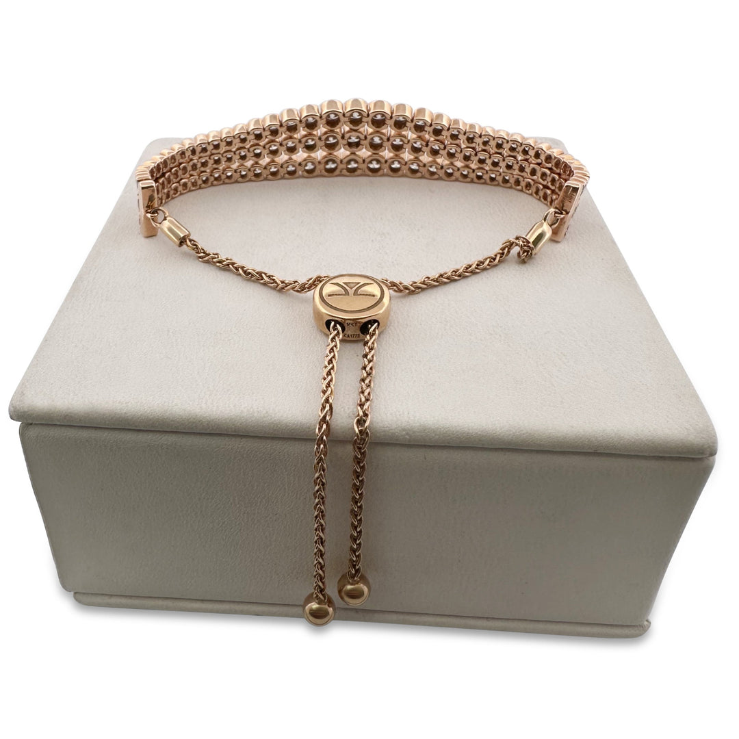 7ctw Vanilla Natural Diamond Bezel-Set 3-Strand Bolo Bracelet in 14k Rose Gold by Le Vian