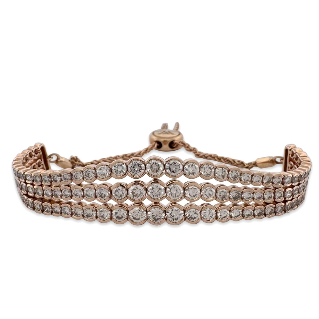 7ctw Vanilla Natural Diamond Bezel-Set 3-Strand Bolo Bracelet in 14k Rose Gold by Le Vian