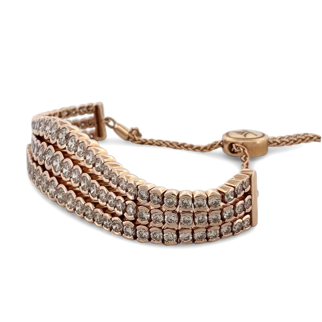 7ctw Vanilla Natural Diamond Bezel-Set 3-Strand Bolo Bracelet in 14k Rose Gold by Le Vian