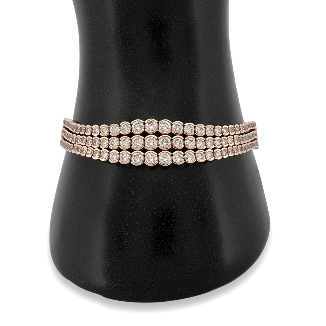 7ctw Vanilla Natural Diamond Bezel-Set 3-Strand Bolo Bracelet in 14k Rose Gold by Le Vian