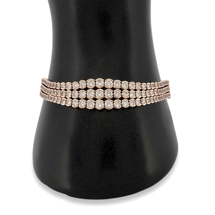 7ctw Vanilla Natural Diamond Bezel-Set 3-Strand Bolo Bracelet in 14k Rose Gold by Le Vian