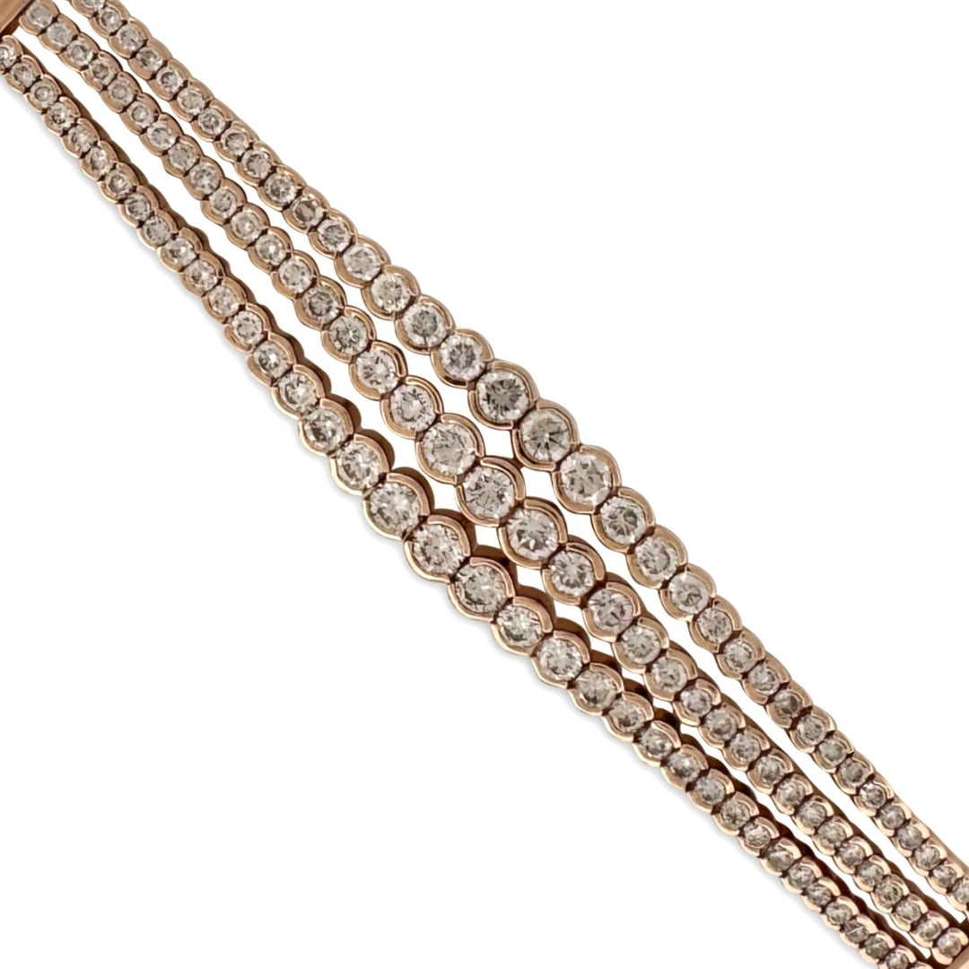 7ctw Vanilla Natural Diamond Bezel-Set 3-Strand Bolo Bracelet in 14k Rose Gold by Le Vian