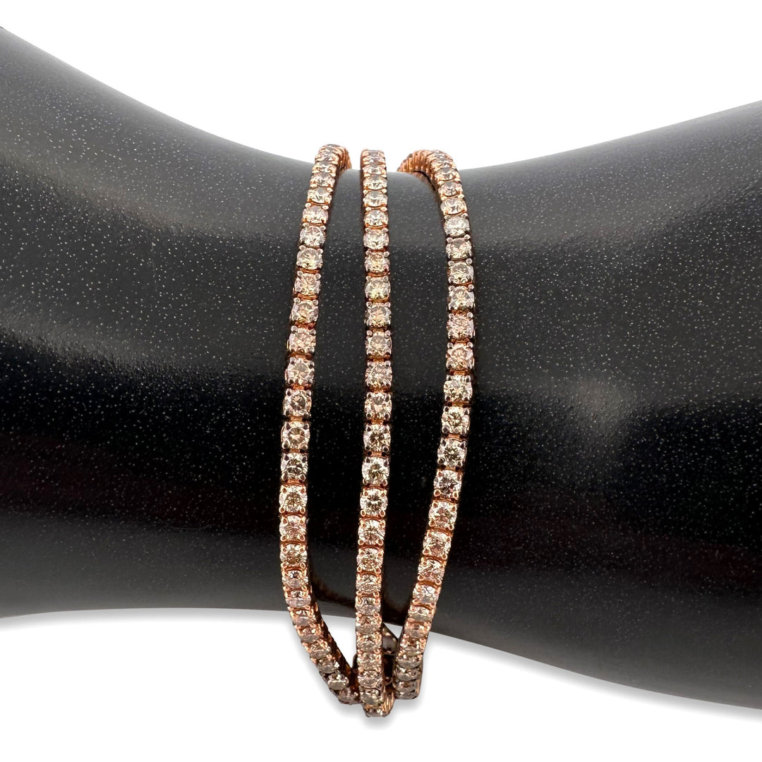 5.50ctw Chocolate Ombrè Natural Diamond 3-Strand Bolo Bracelet in 14k Rose Gold by Le Vian