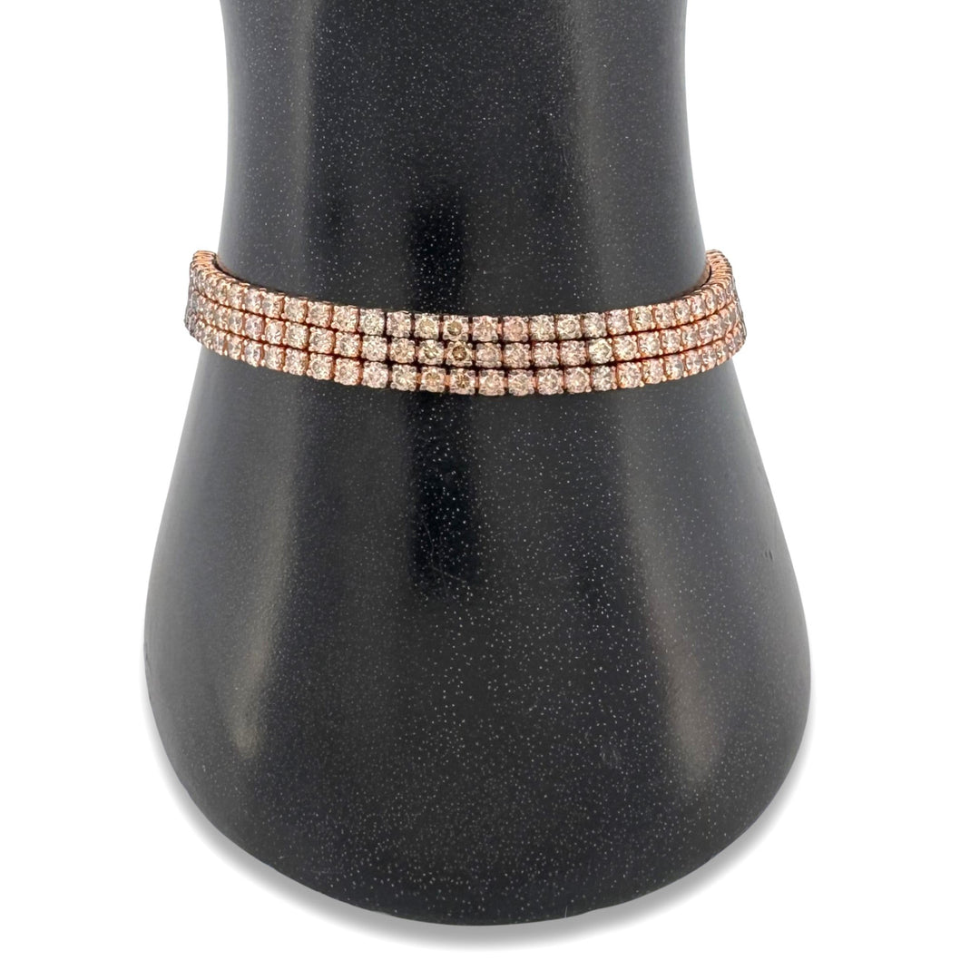 5.50ctw Chocolate Ombrè Natural Diamond 3-Strand Bolo Bracelet in 14k Rose Gold by Le Vian