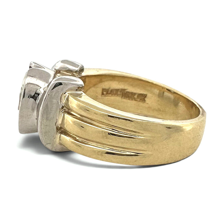 2.25ct Round Brilliant Natural Diamond Bezel-Set Solitaire Engagement Ring in 18k Yellow Gold And Platinum