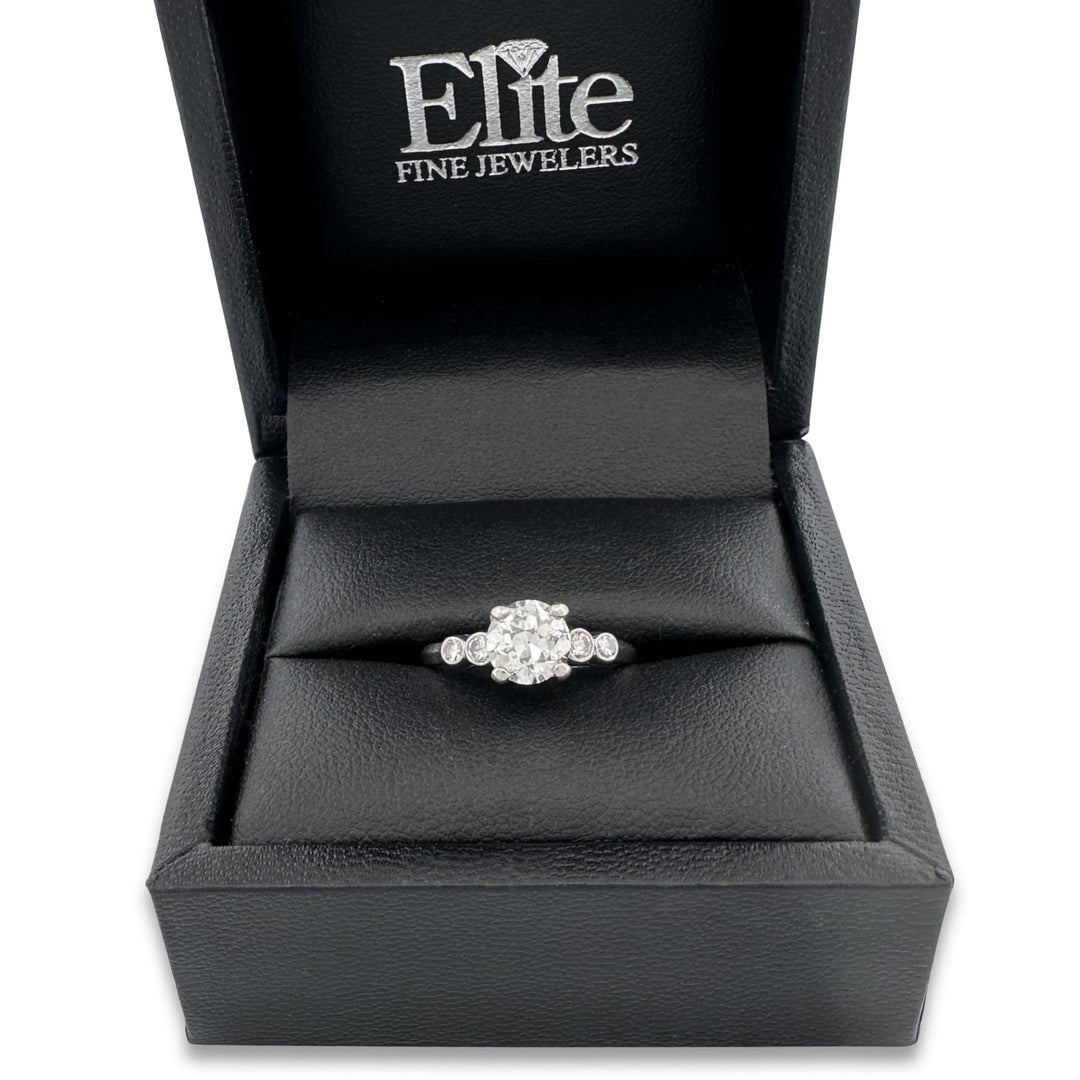 Vintage 1.25ctw Transitional, Round Brilliant and Single Cut Natural Diamond Engagement Ring in Palladium
