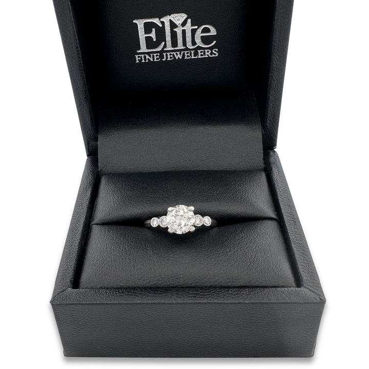 Vintage 1.25ctw Transitional, Round Brilliant and Single Cut Natural Diamond Engagement Ring in Palladium