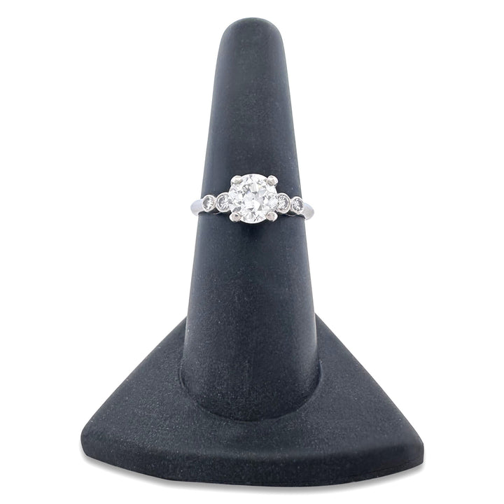 Vintage 1.25ctw Transitional, Round Brilliant and Single Cut Natural Diamond Engagement Ring in Palladium