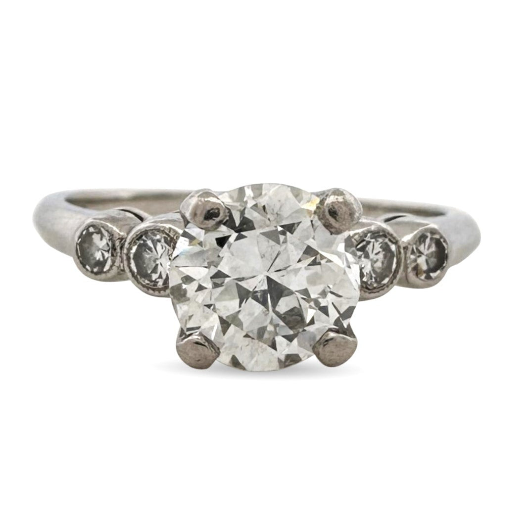 Vintage 1.25ctw Transitional, Round Brilliant and Single Cut Natural Diamond Engagement Ring in Palladium
