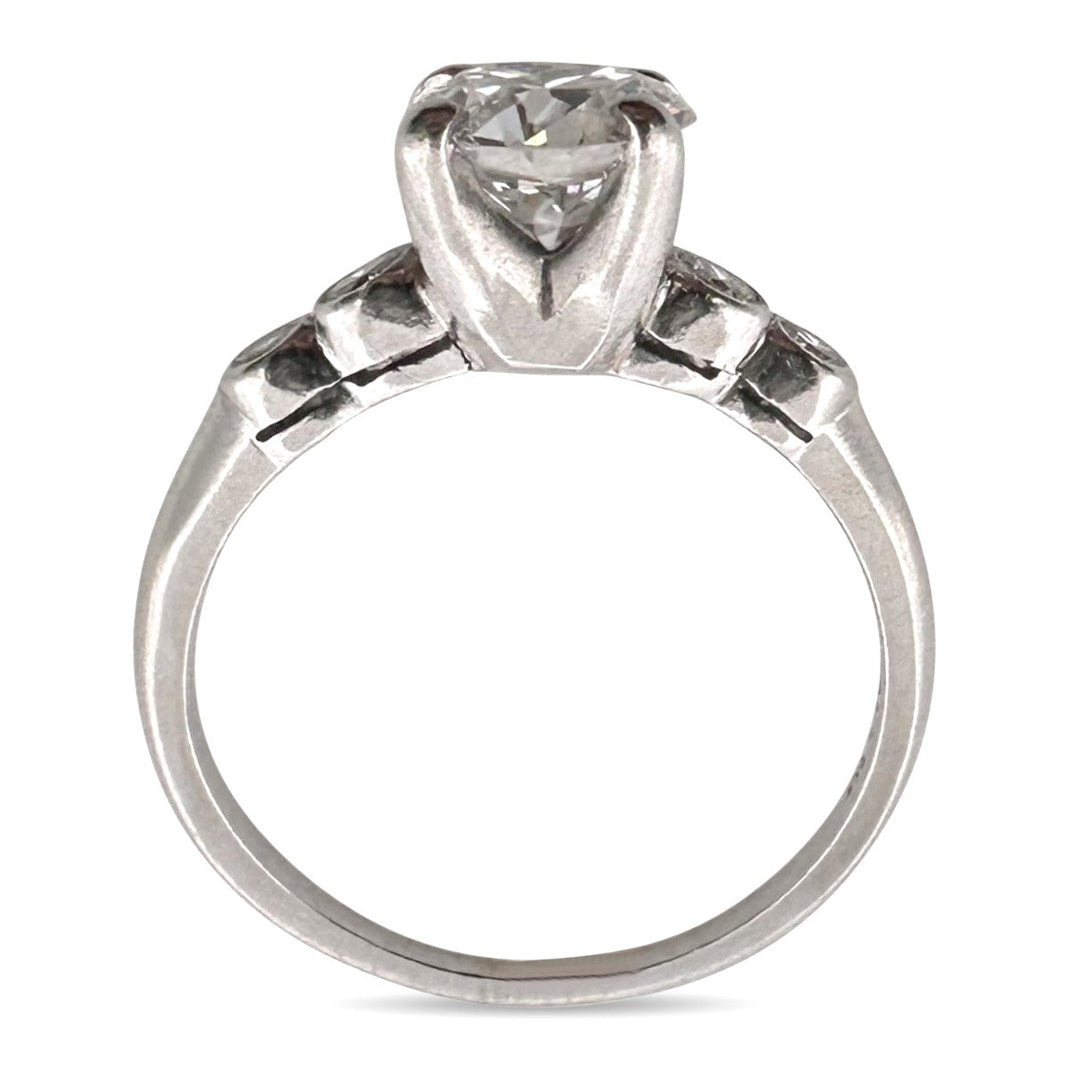 Vintage 1.25ctw Transitional, Round Brilliant and Single Cut Natural Diamond Engagement Ring in Palladium