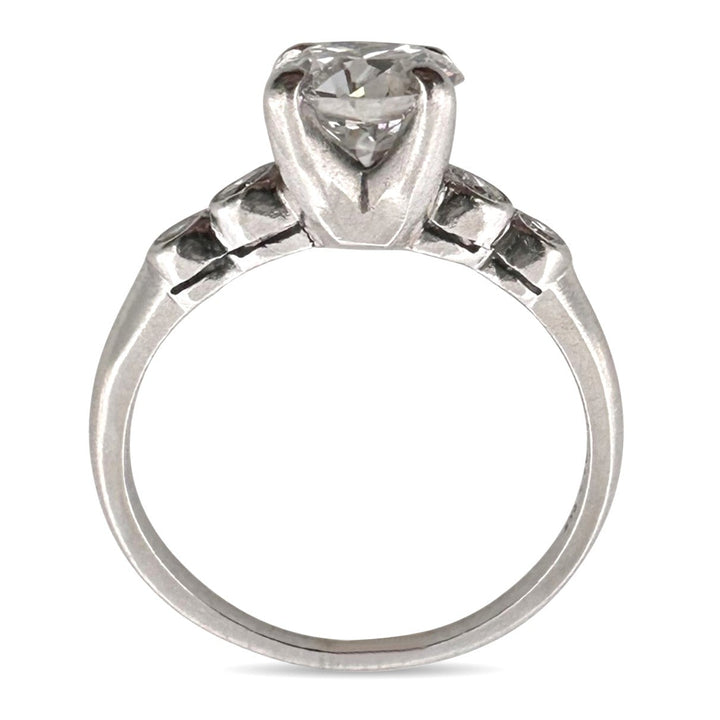 Vintage 1.25ctw Transitional, Round Brilliant and Single Cut Natural Diamond Engagement Ring in Palladium