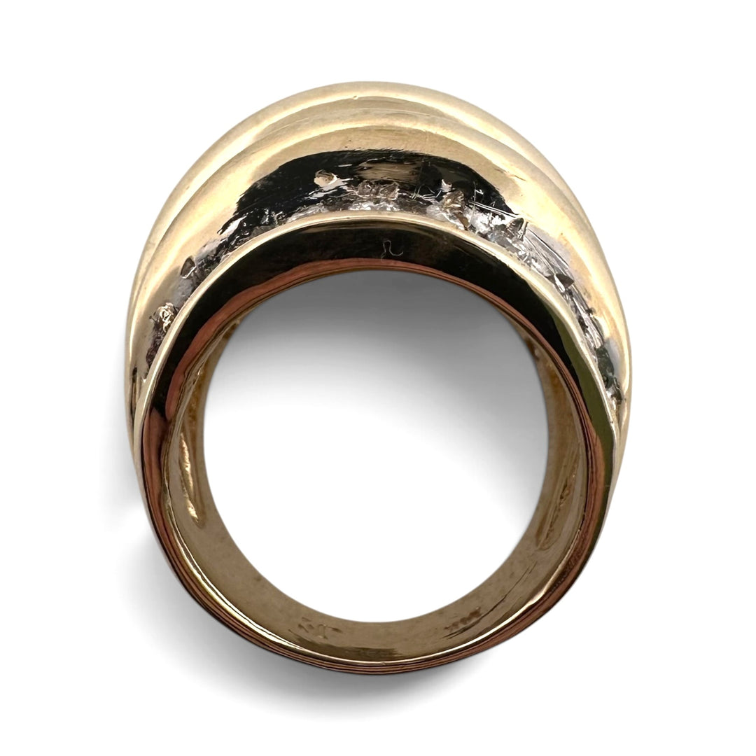 0.50ctw Round Brilliant Natural Diamond Ribbed Cocktail Ring in 14k Two-Tone Gold