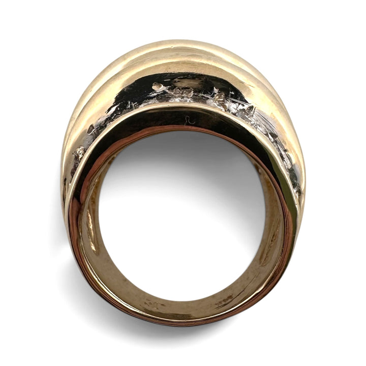 0.50ctw Round Brilliant Natural Diamond Ribbed Cocktail Ring in 14k Two-Tone Gold