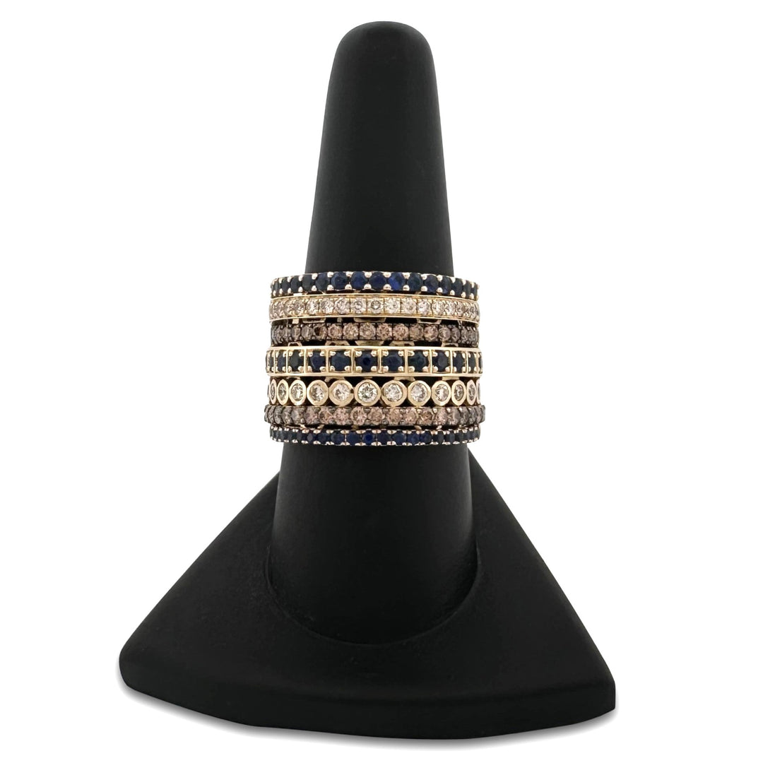 Blueberry Sapphires with Chocolate & Vanilla Diamonds 7-Row Band in 14k Yellow Gold by Le Vian