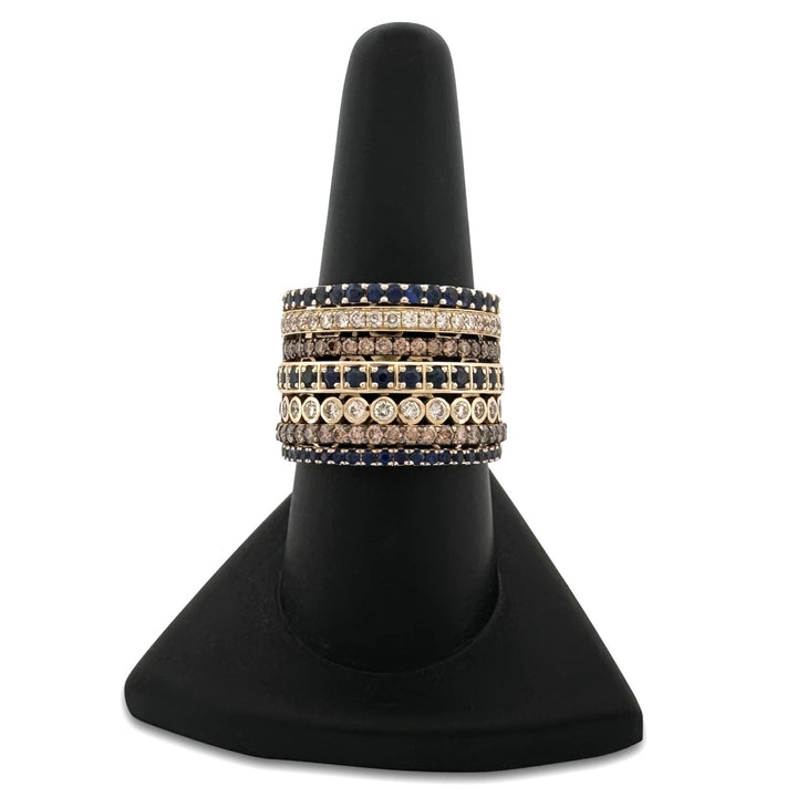 Blueberry Sapphires with Chocolate & Vanilla Diamonds 7-Row Band in 14k Yellow Gold by Le Vian