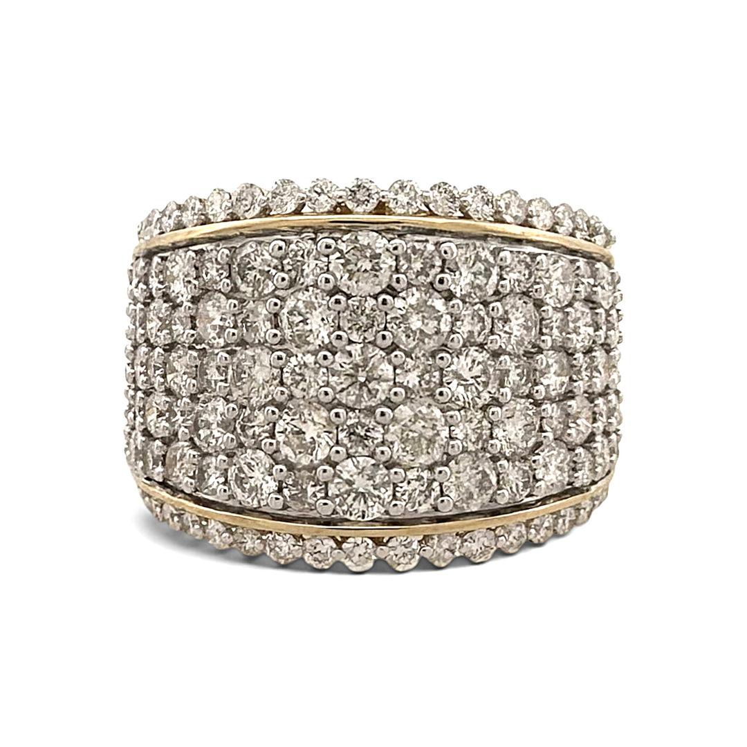 4ctw Round Brilliant Natural Diamond Pavé Cocktail Ring in 14k Two-Tone Gold