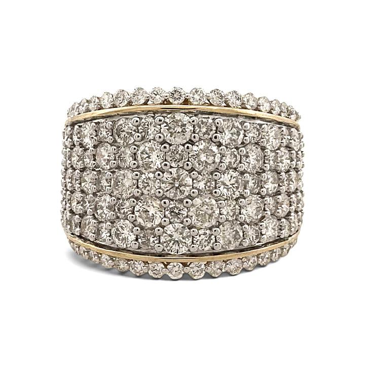 4ctw Round Brilliant Natural Diamond Pavé Cocktail Ring in 14k Two-Tone Gold