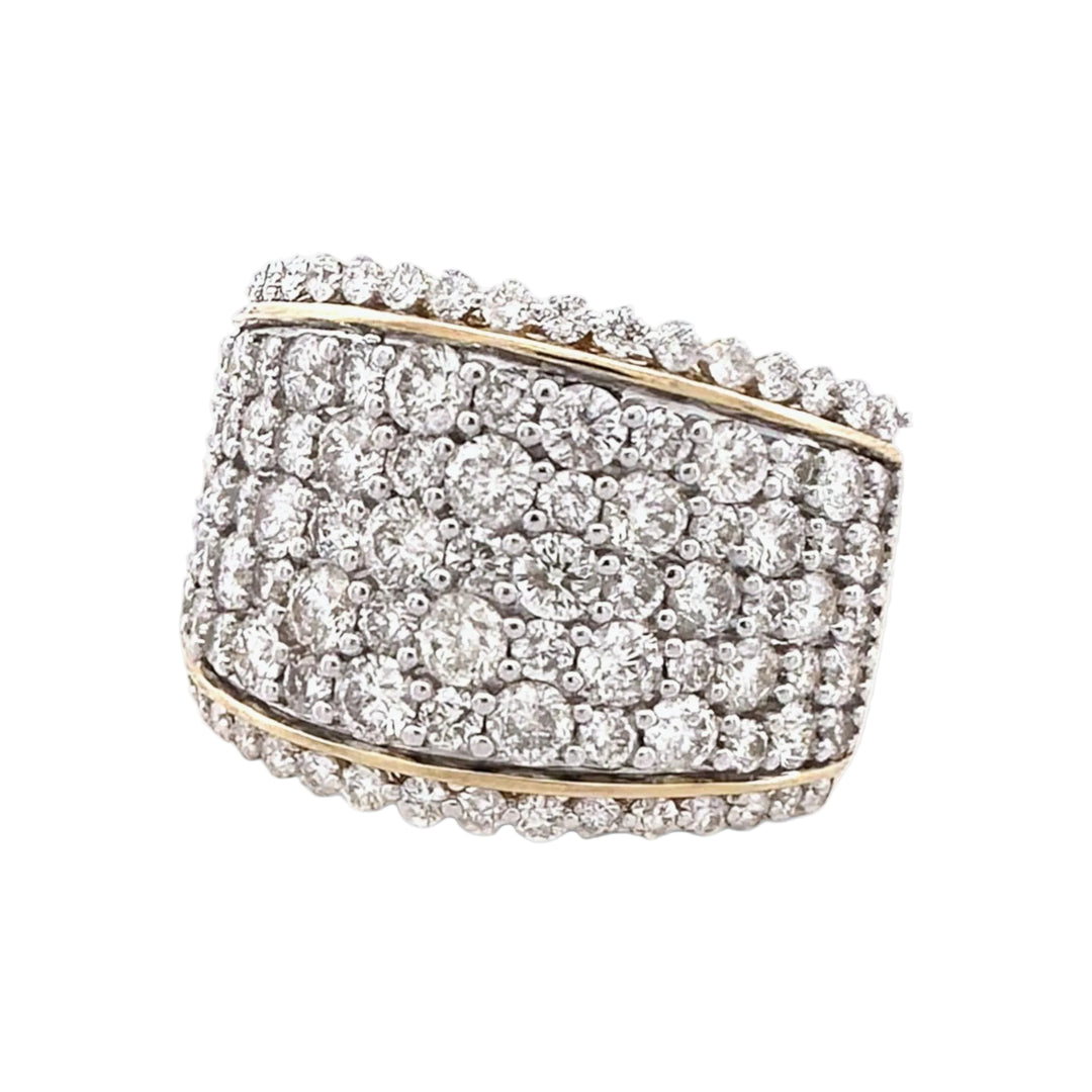 4ctw Round Brilliant Natural Diamond Pavé Cocktail Ring in 14k Two-Tone Gold