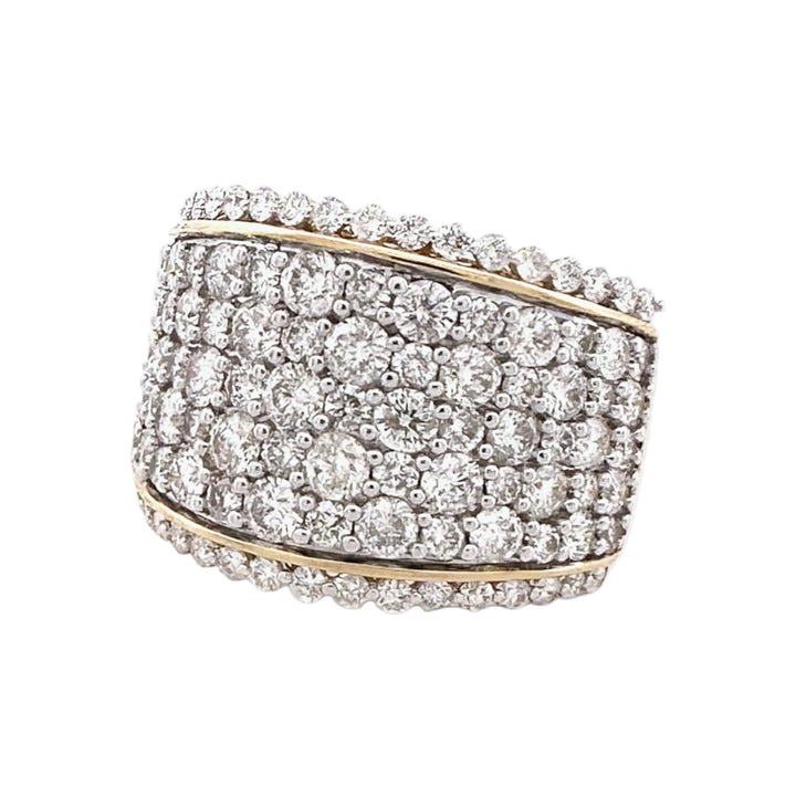4ctw Round Brilliant Natural Diamond Pavé Cocktail Ring in 14k Two-Tone Gold