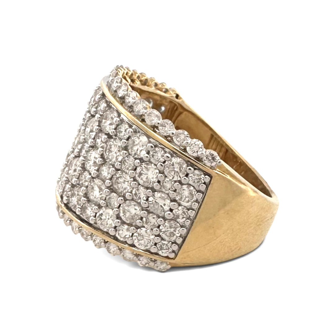 4ctw Round Brilliant Natural Diamond Pavé Cocktail Ring in 14k Two-Tone Gold