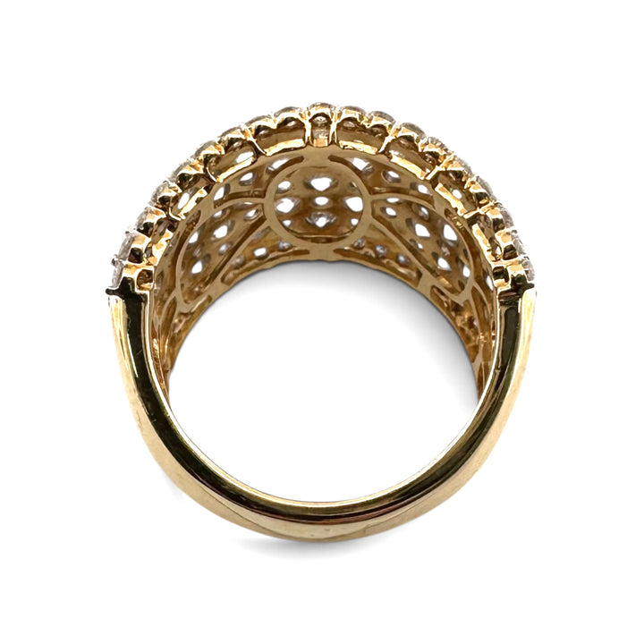4ctw Round Brilliant Natural Diamond Pavé Cocktail Ring in 14k Two-Tone Gold