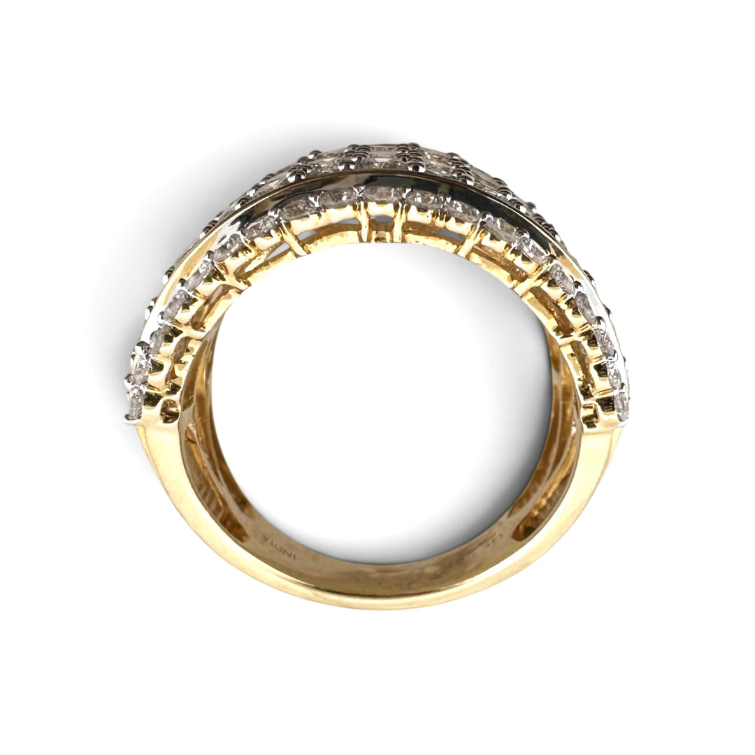 4ctw Round Brilliant Natural Diamond Pavé Cocktail Ring in 14k Two-Tone Gold