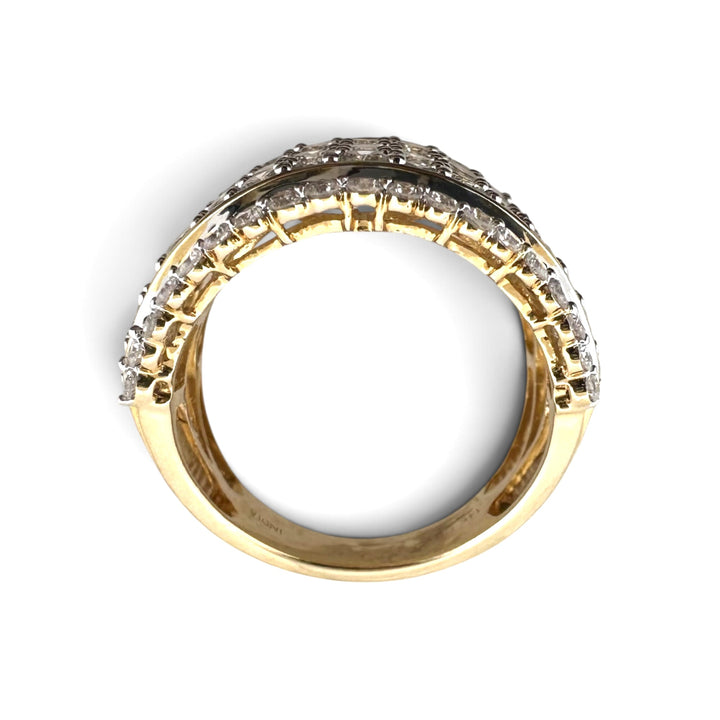 4ctw Round Brilliant Natural Diamond Pavé Cocktail Ring in 14k Two-Tone Gold