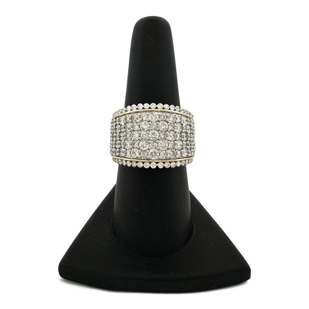 4ctw Round Brilliant Natural Diamond Pavé Cocktail Ring in 14k Two-Tone Gold