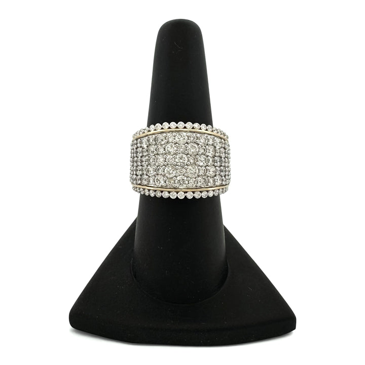 4ctw Round Brilliant Natural Diamond Pavé Cocktail Ring in 14k Two-Tone Gold