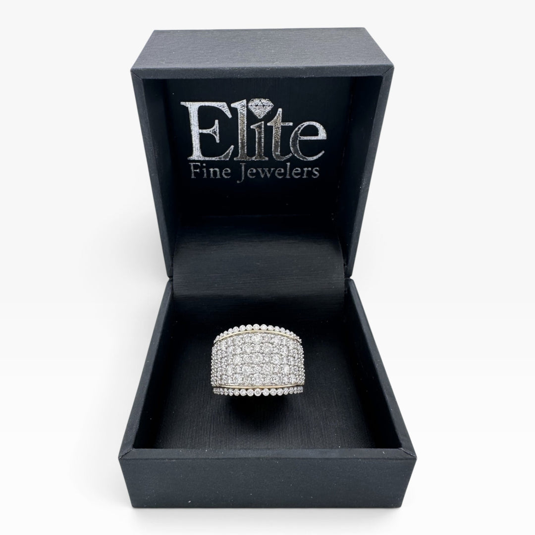 4ctw Round Brilliant Natural Diamond Pavé Cocktail Ring in 14k Two-Tone Gold