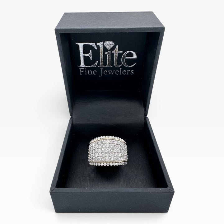 4ctw Round Brilliant Natural Diamond Pavé Cocktail Ring in 14k Two-Tone Gold