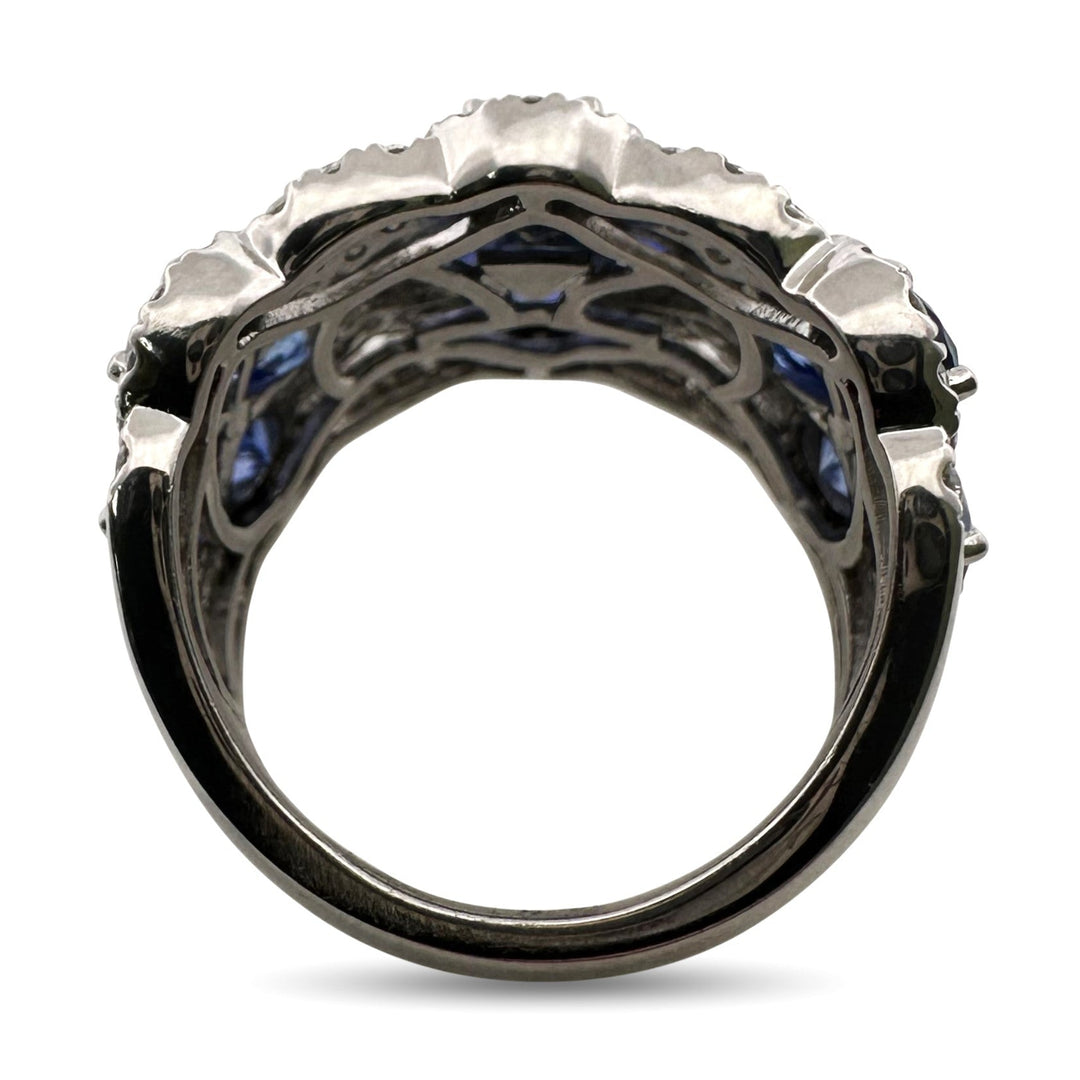 Blueberry Pear Sapphire & Vanilla Diamond Cocktail Ring in Platinum by Le Vian