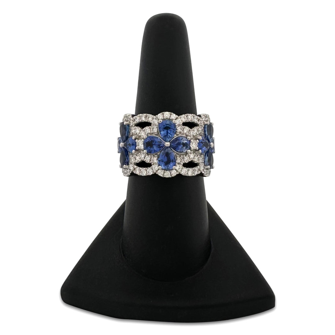 Blueberry Pear Sapphire & Vanilla Diamond Cocktail Ring in Platinum by Le Vian