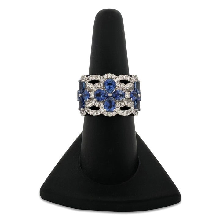 Blueberry Pear Sapphire & Vanilla Diamond Cocktail Ring in Platinum by Le Vian