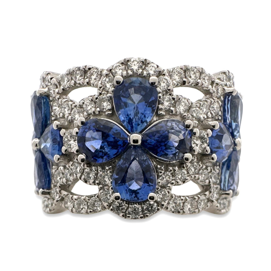Blueberry Pear Sapphire & Vanilla Diamond Cocktail Ring in Platinum by Le Vian