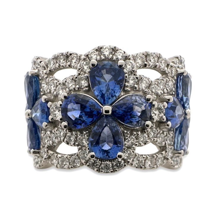 Blueberry Pear Sapphire & Vanilla Diamond Cocktail Ring in Platinum by Le Vian