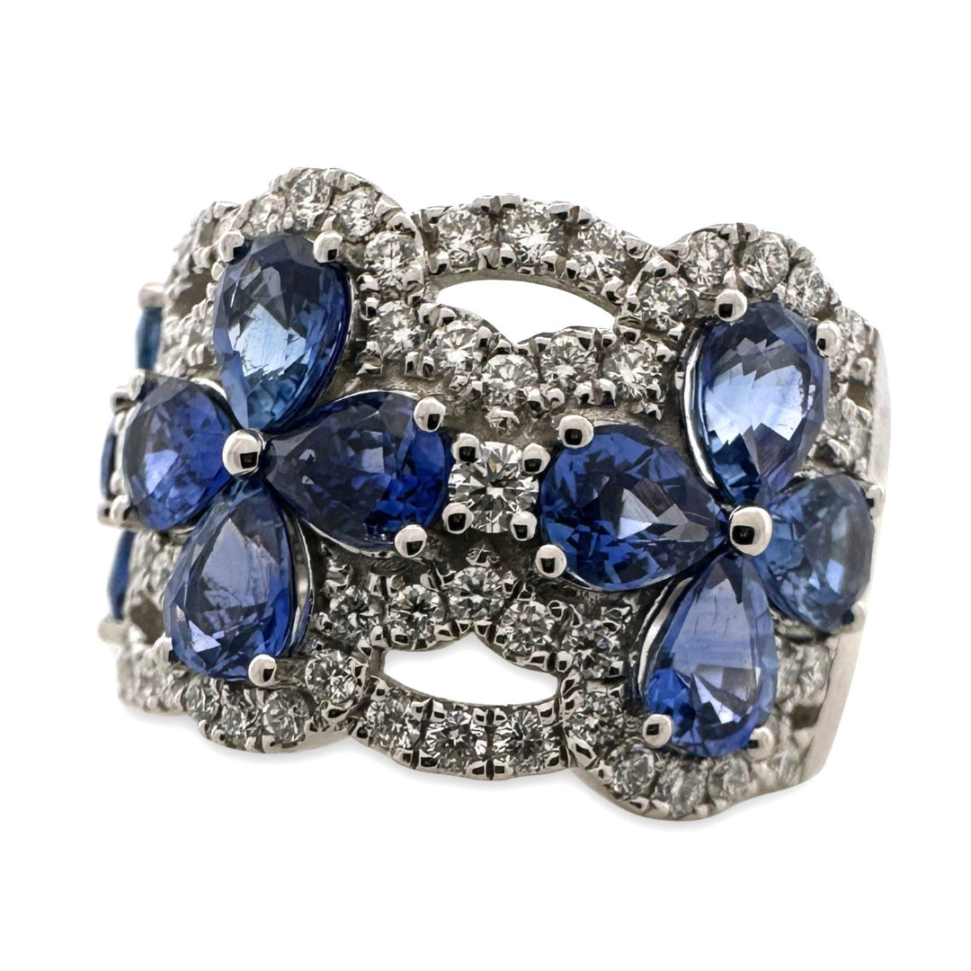 Blueberry Pear Sapphire & Vanilla Diamond Cocktail Ring in Platinum by Le Vian